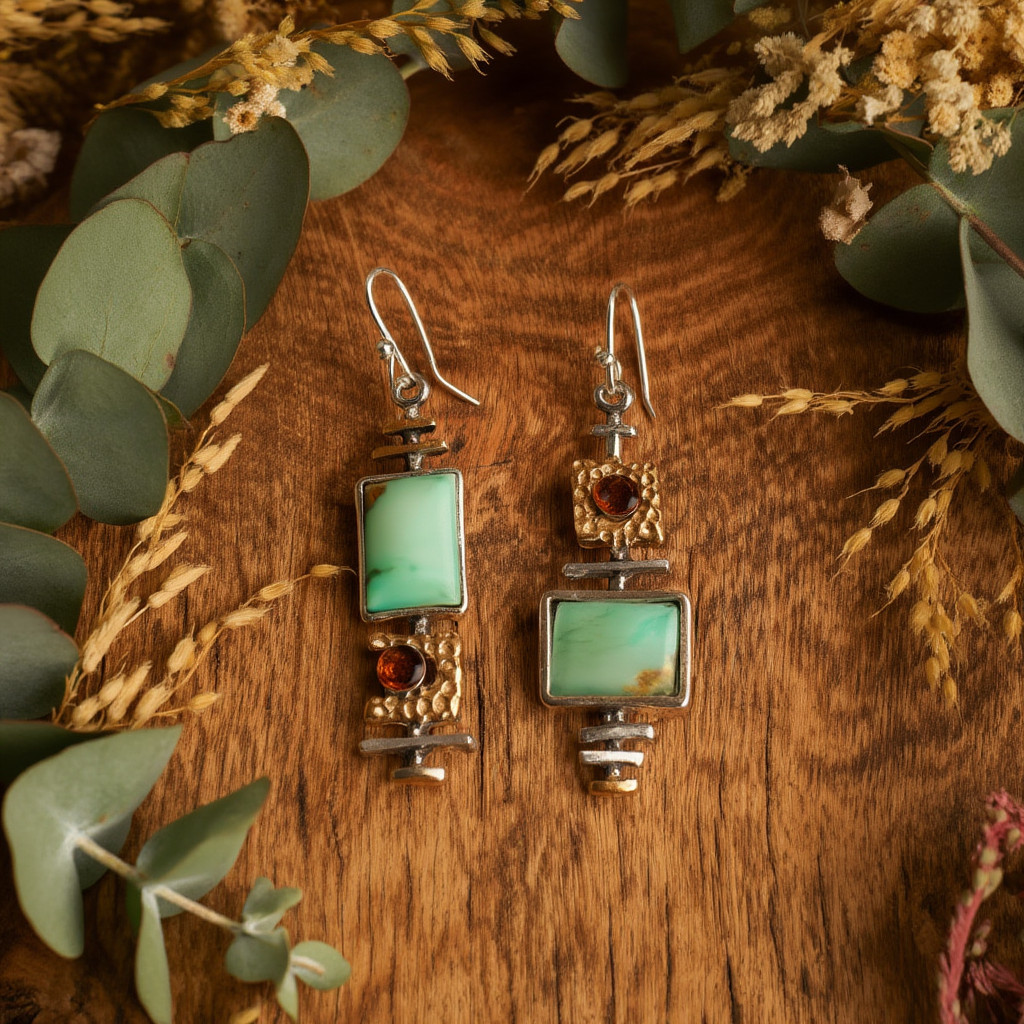 Boho Turquoise Drop Earrings Set 2 Pairs Silver Gold Tone Stone Dangle Gift