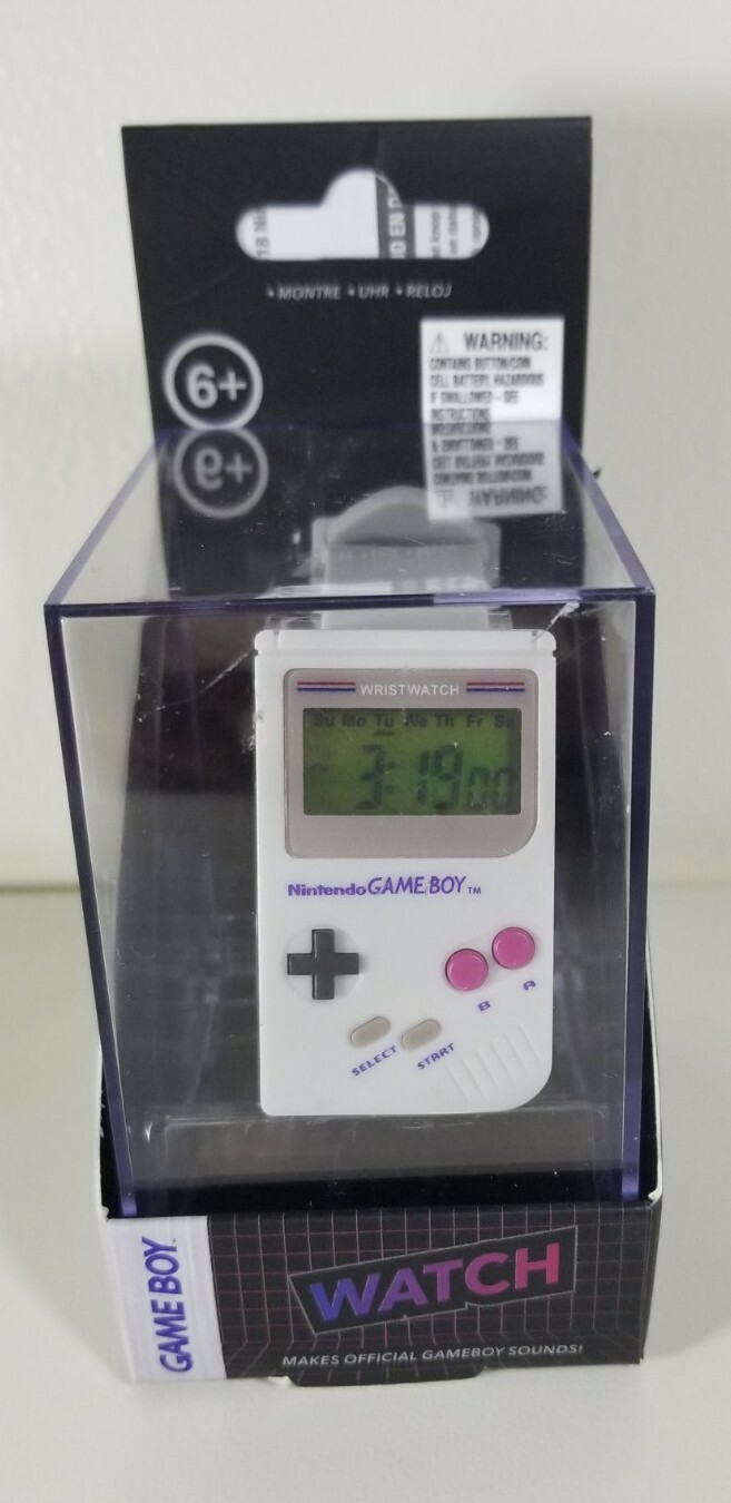 Nintendo Gameboy Watch Gray Silicone Strap & Makes Super Mario Land Alarm Sounds