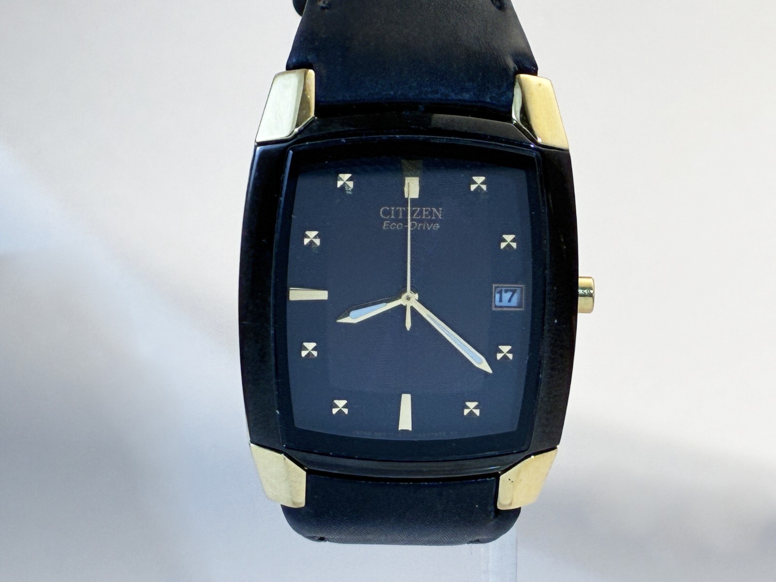 Excellent Citizen Eco Drive Mens Black & Gold Date Formal Dress Watch BM6574-09E