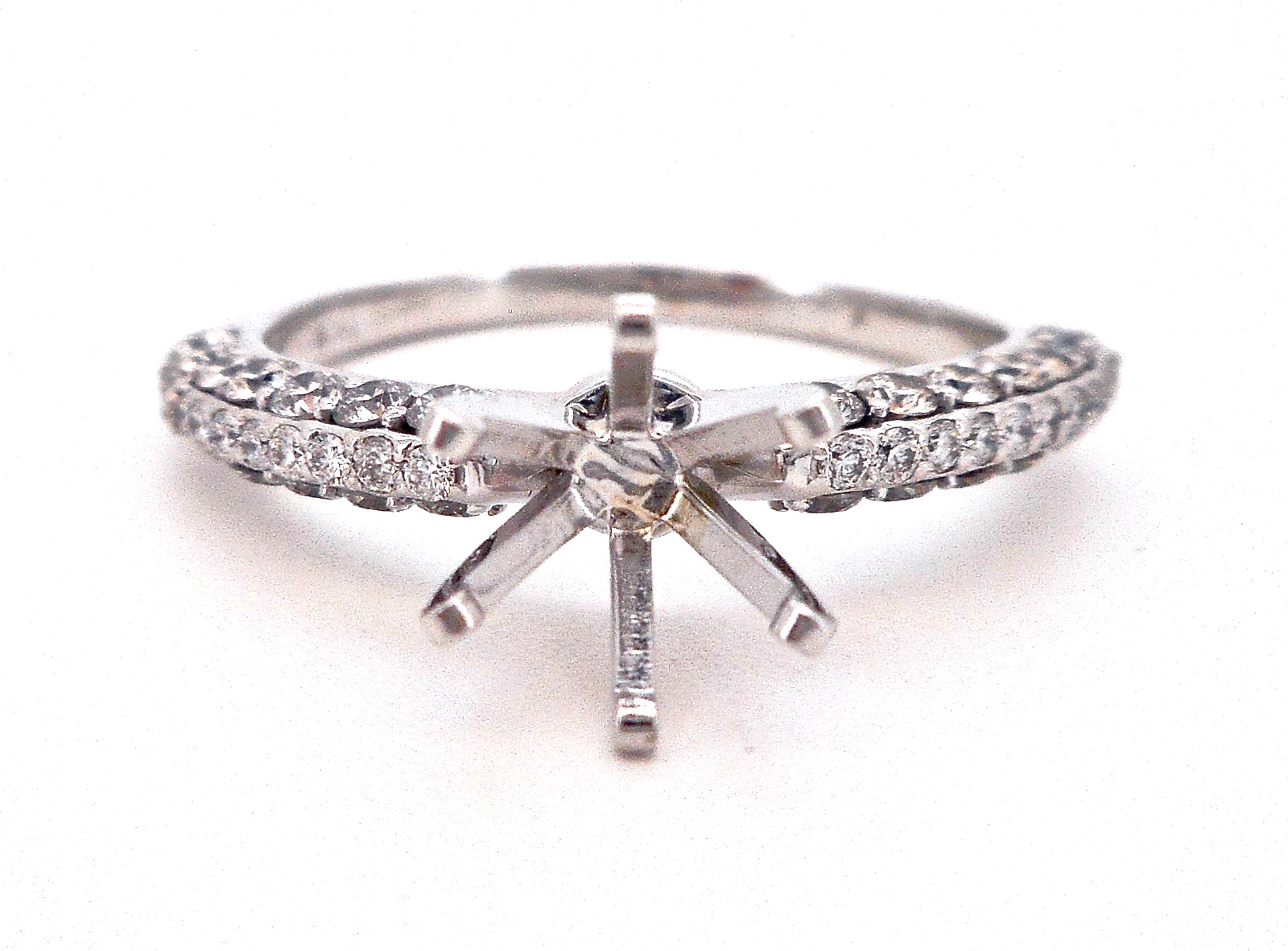 14K WHITE GOLD .50CTW ROUND DIAMOND PAVE ENGAGEMENT RING MOUNTING