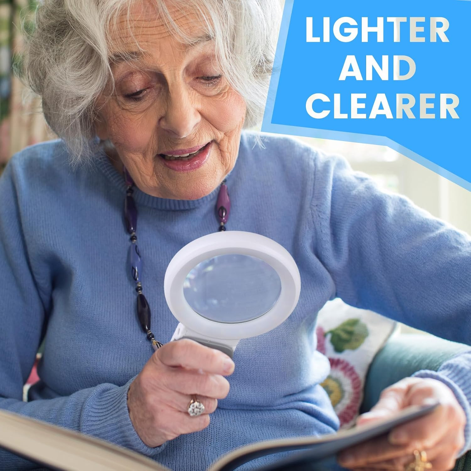 Lighted Magnifying Glass with Stand 18 LED Foldable Handheld Reading Magnifier