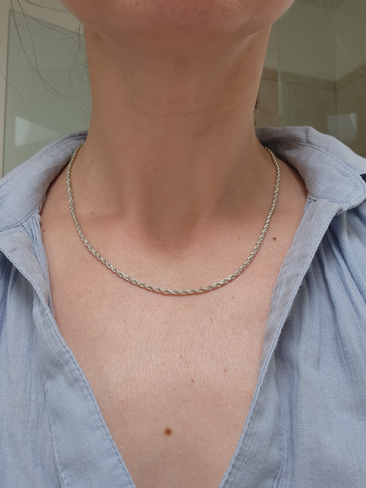 Trifari Silver Tone Chain Link Statement Necklace 18″ Adjustable