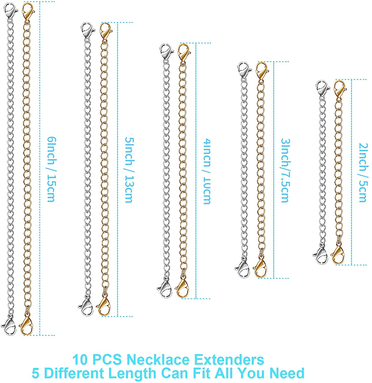 Necklace Extender 10 PCS Chain Extenders for Necklaces Premium Jewelry Bracel…