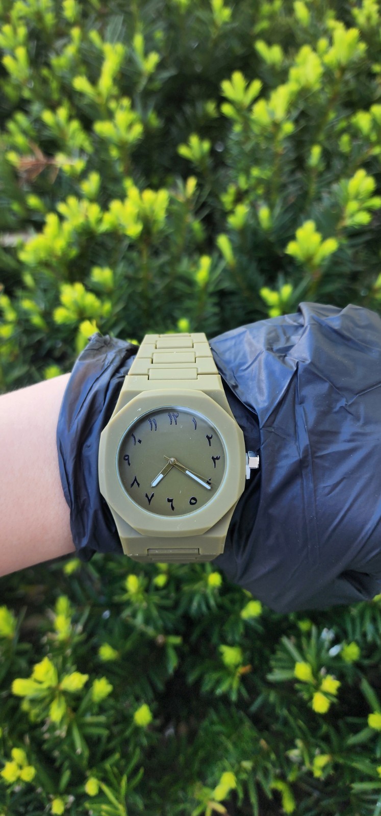 Green Octagon Case Analog Bracelet Wristwatch Arabic Numerals 12-Hour Dial