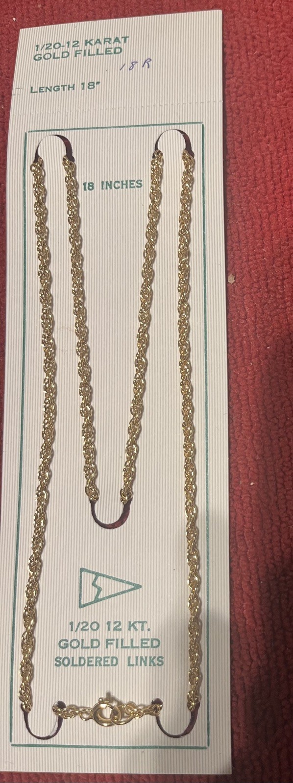 Vintage 1/20 12K Gold Filled 18” 2mm Rope Chain 4.6g.