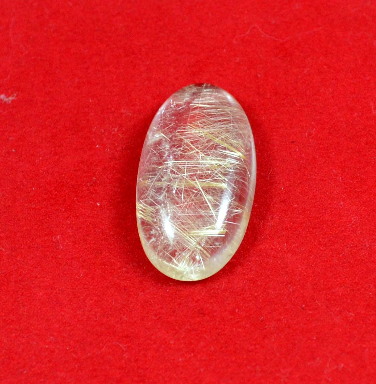 41 Cts. Natural Cabochon Gemstone Golden Needle Rutile Oval 33x18mm-A1721