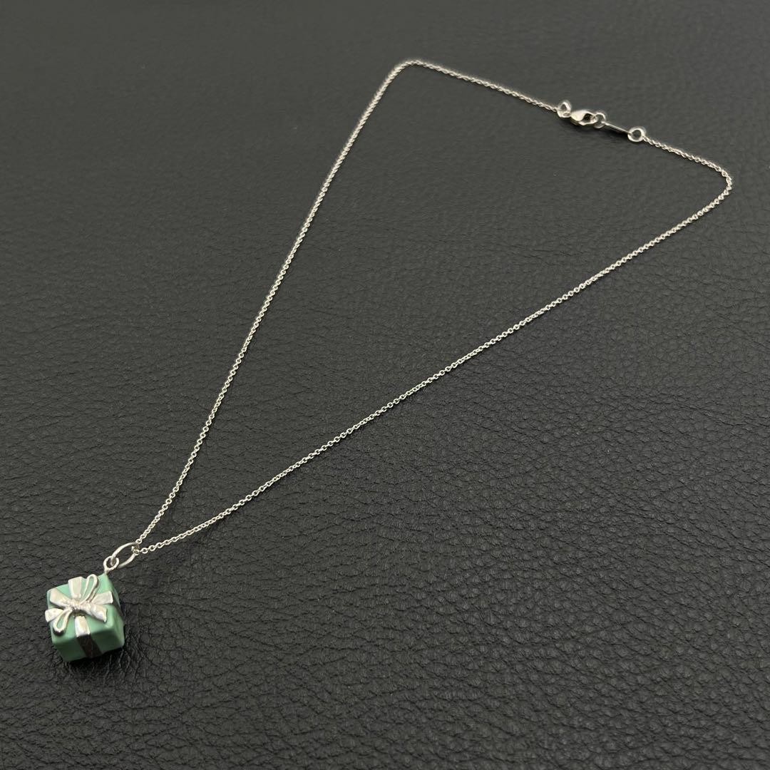 Tiffany & Co. Blue Box Necklace Silver 925 Enamel Women Pre-Owned Rare Tiffany B