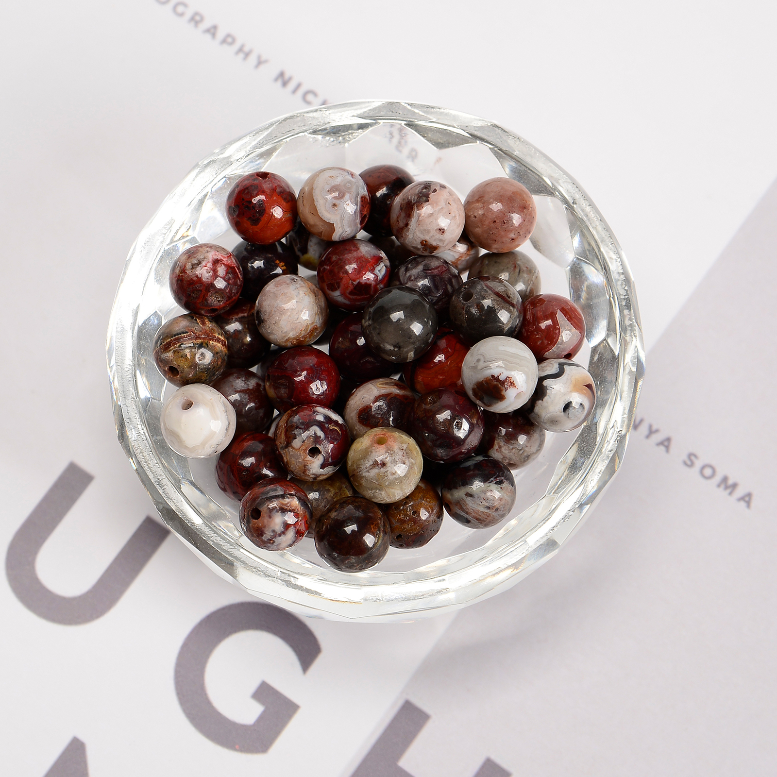 Natural Mexican Crazy Lace Agate Smooth Round Beads 6mm 8mm 10mm 15.5” Strand