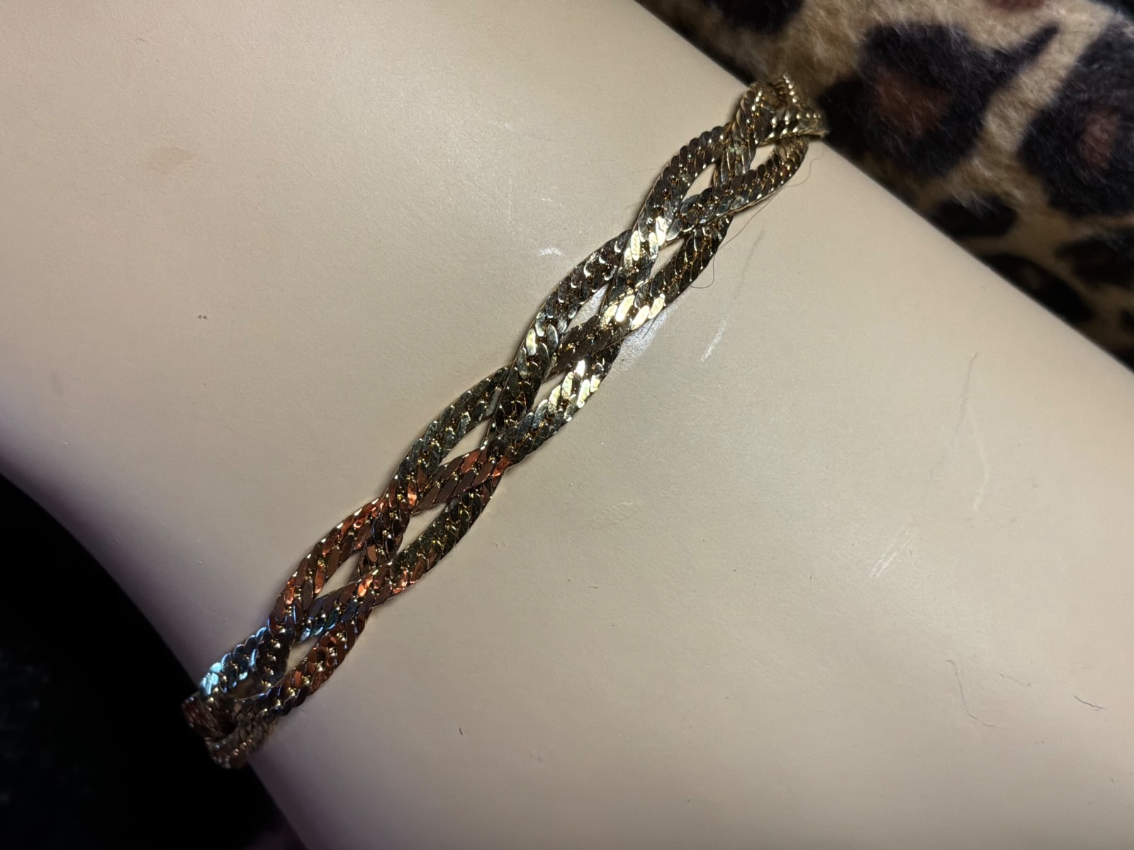 Monet gold, braided herringbone, 8 inch bracelet