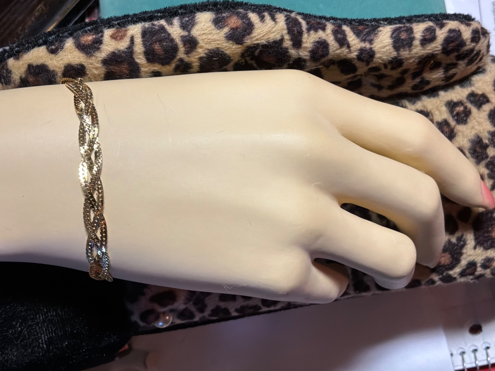 Monet gold, braided herringbone, 8 inch bracelet
