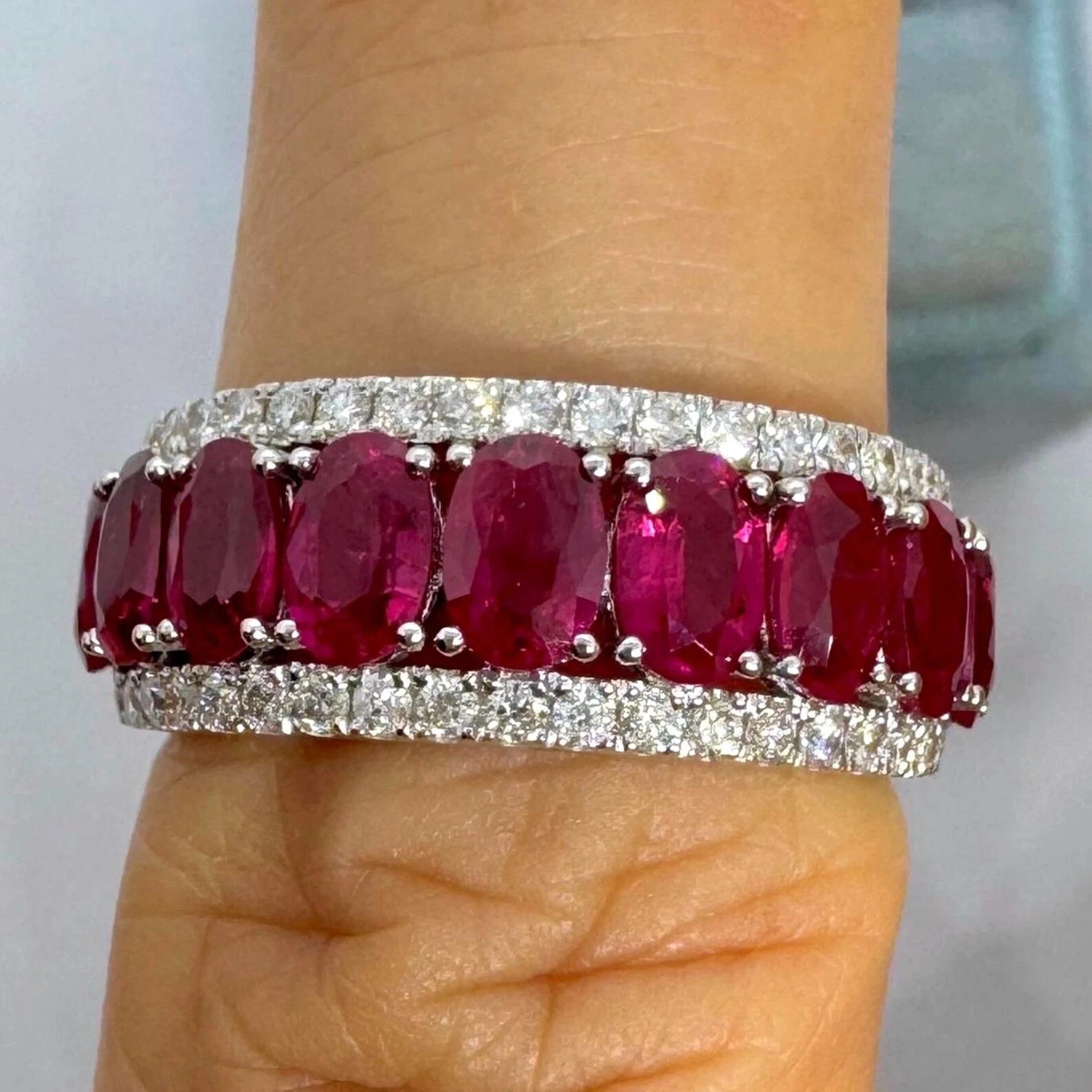 4.00 Ct Oval Cut Natural Ruby Diamond Engagement Ring 14K Solid White Gold 6