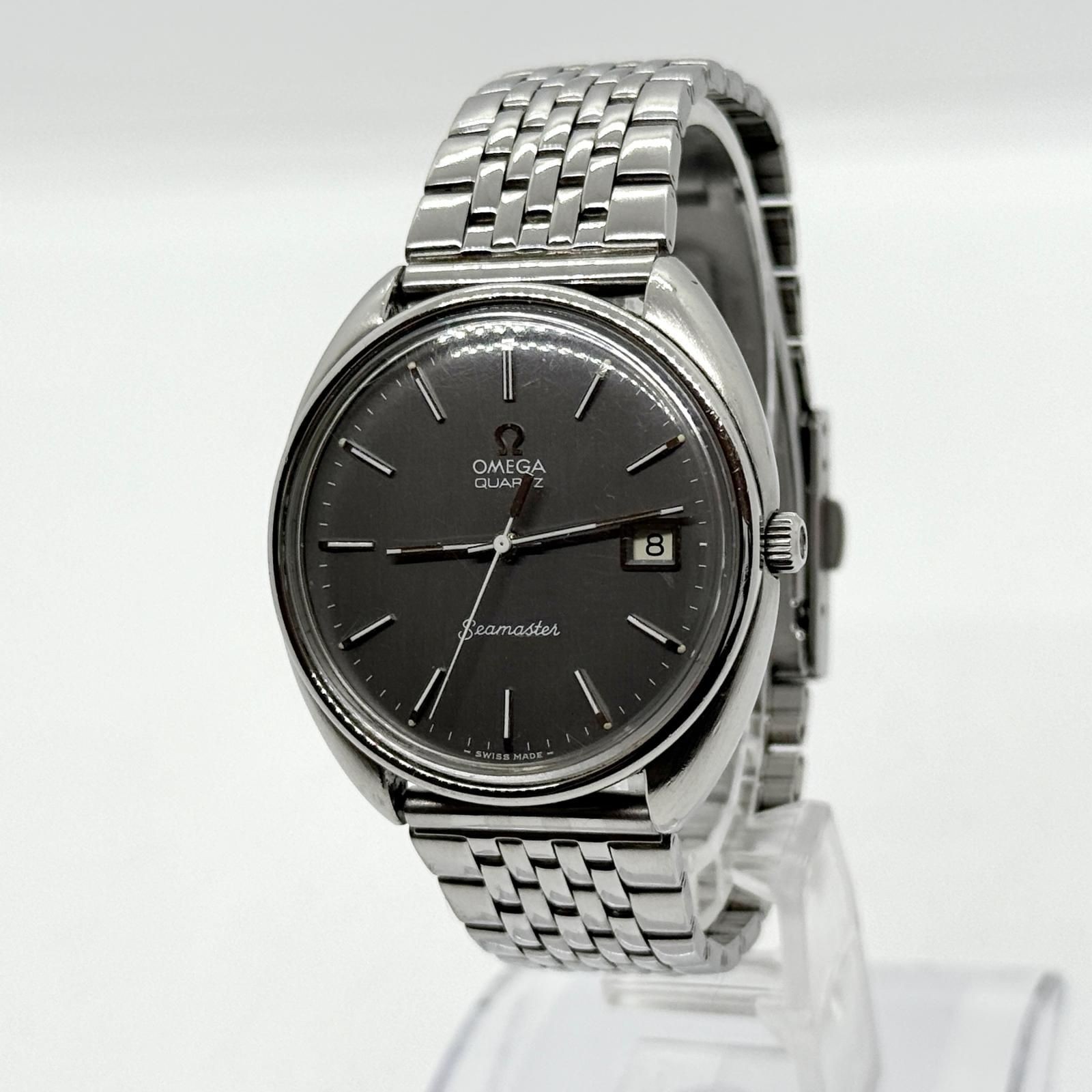 Junk working OMEGA Watch Seamaster Grey Silver Quartz 38.4mm Auth Rare Men’s #30