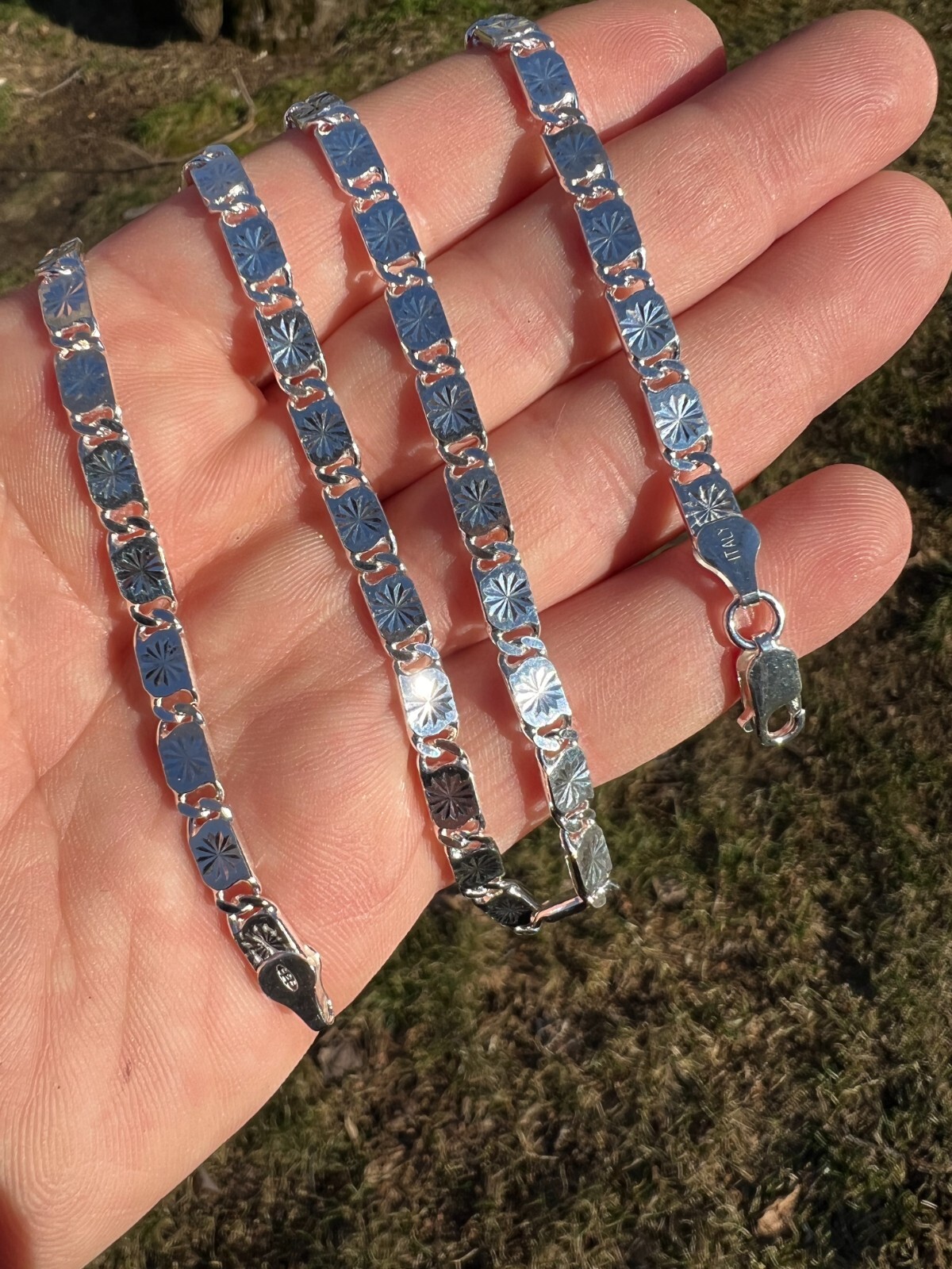 Valentino Star Chain Or Bracelet Solid Real 925 Sterling Silver ITALY 3-5mm
