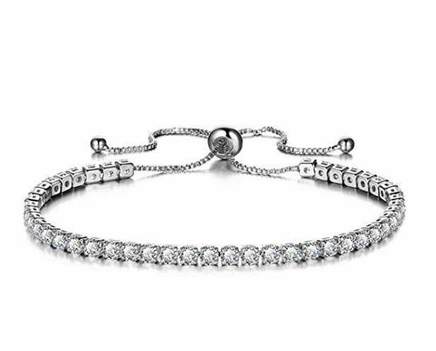 Sterling Silver Plated Adjustable CZ Bracelet