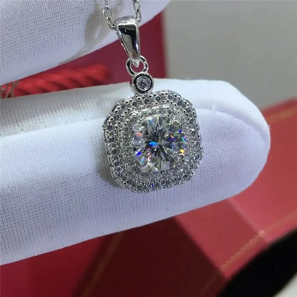 2.15 Ct Round Cut Simulated Diamond Lovely Charm Pendant 14k White Gold Plated