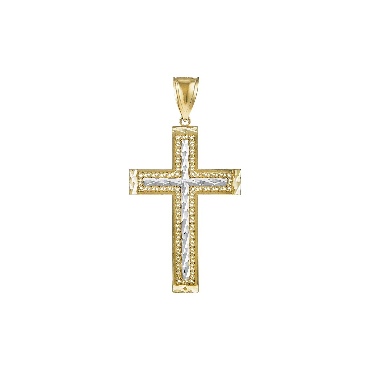 14k solid yellow and white gold cross 3.3 grams