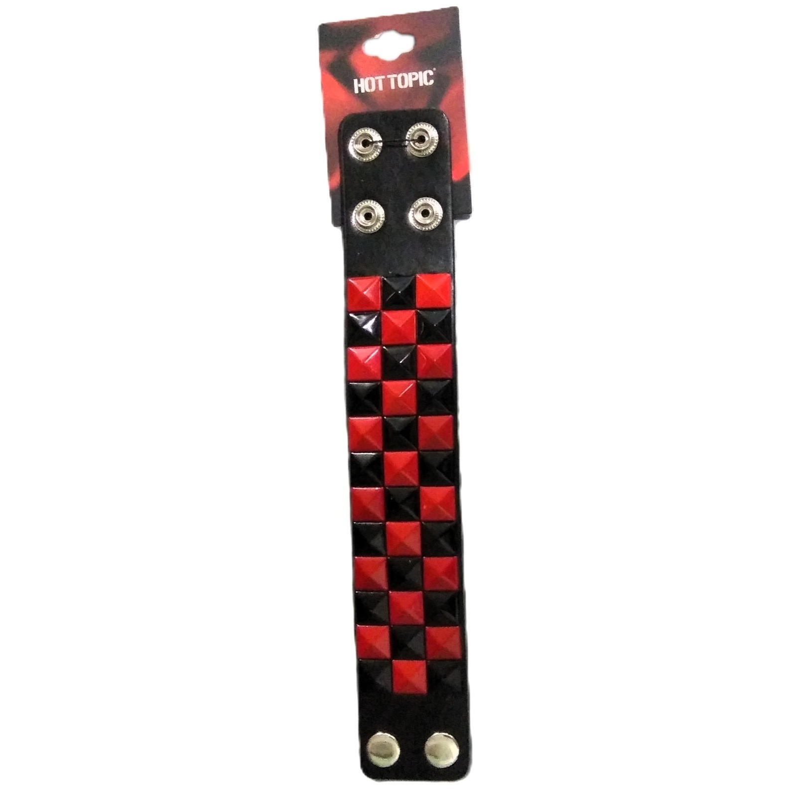 Hot Topic Black Red Leather Stud Bracelet