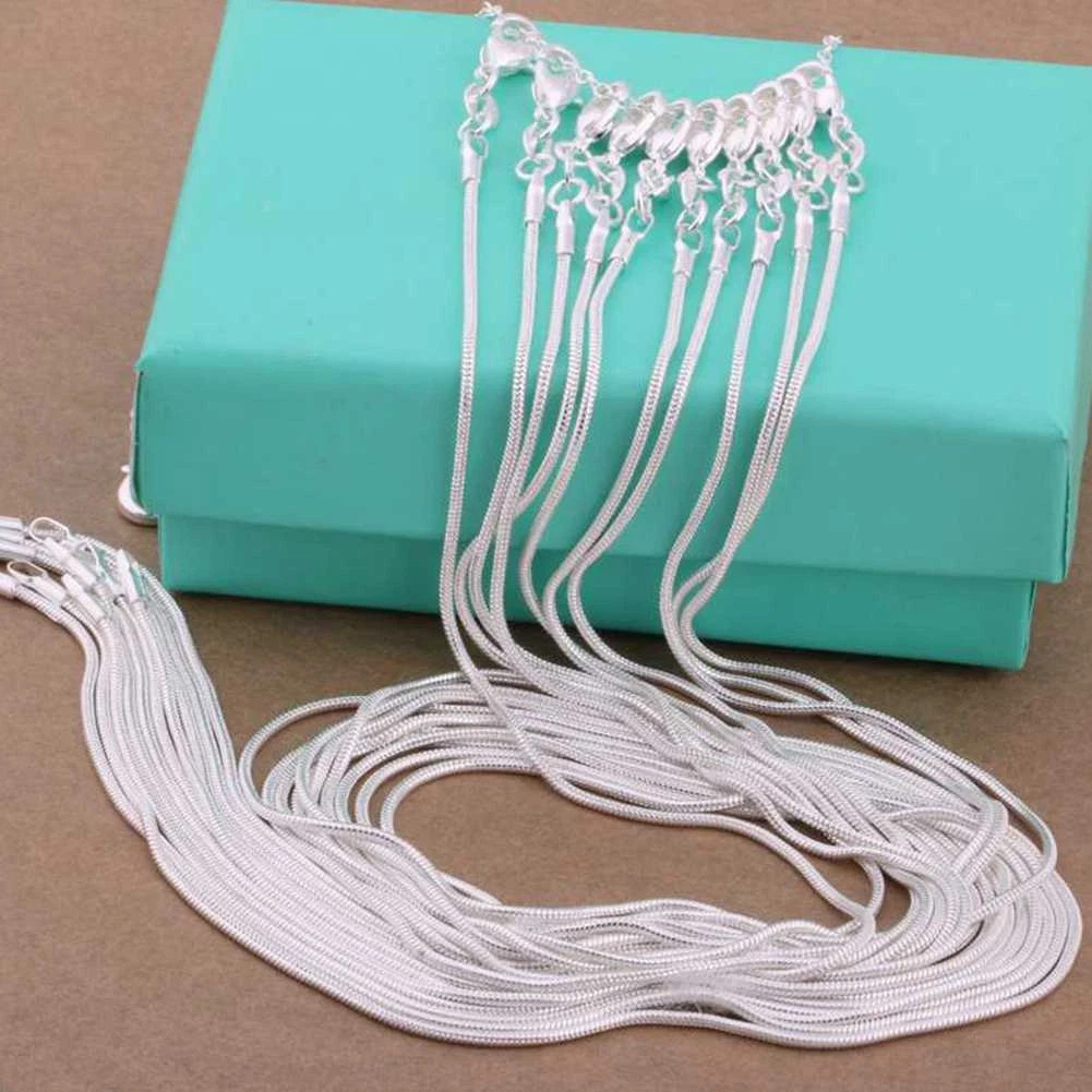10pcs Hot Sale 925 Sterling Solid Silver 1mm Snake Chain Necklace Jewelry Gift