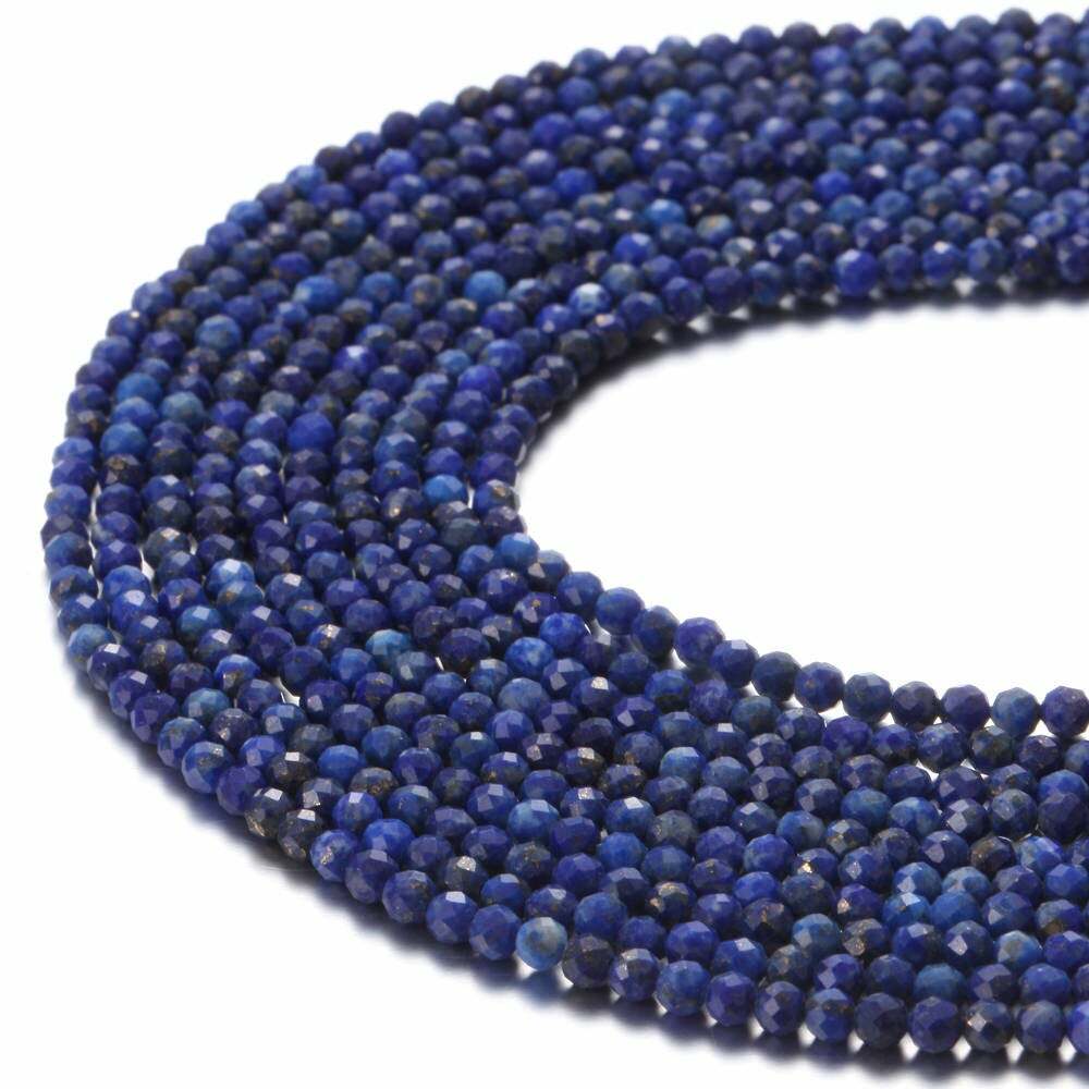Lapis Lazuli Faceted Round Beads 2mm 3mm 4mm 5mm 15.5″ Strand