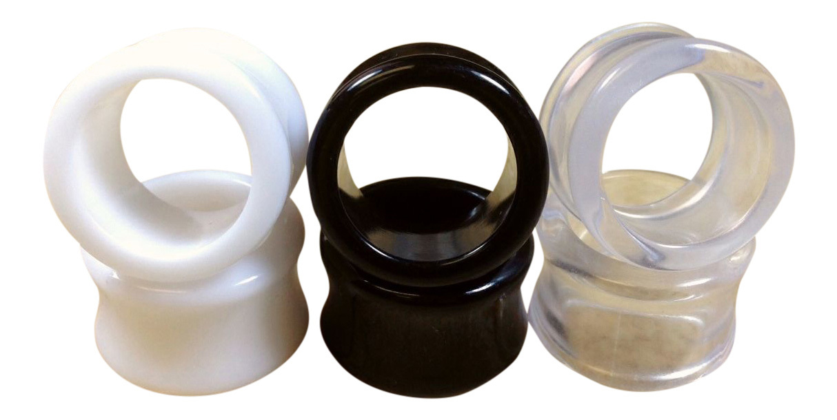 3 PAIR SET – Black,White,Clear Ear Tunnels Plugs Gauges Earlets – up to 30mm!