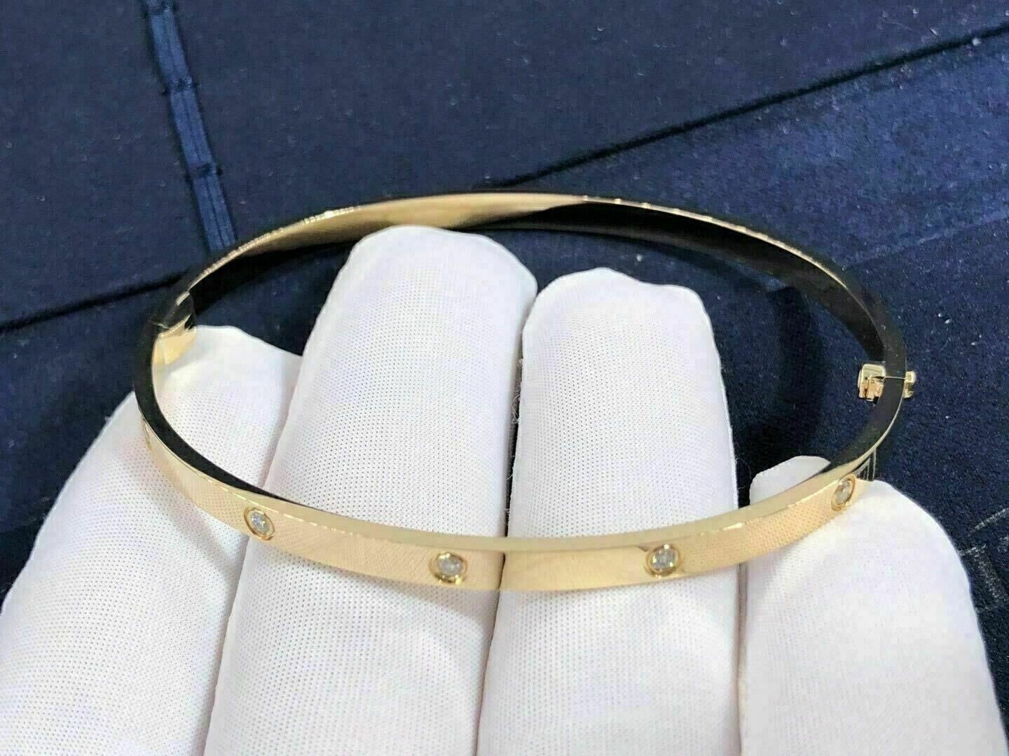 4CT Round Cut Diamond Lab-Created Women Bangle Bracelet 14K Yellow Gold Finish