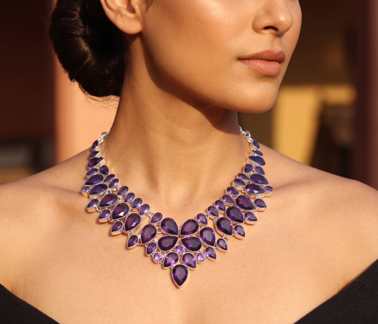 Purple Amethyst Necklace 925 Sterling Silver Gemstone Handmade Jewelry S-18″