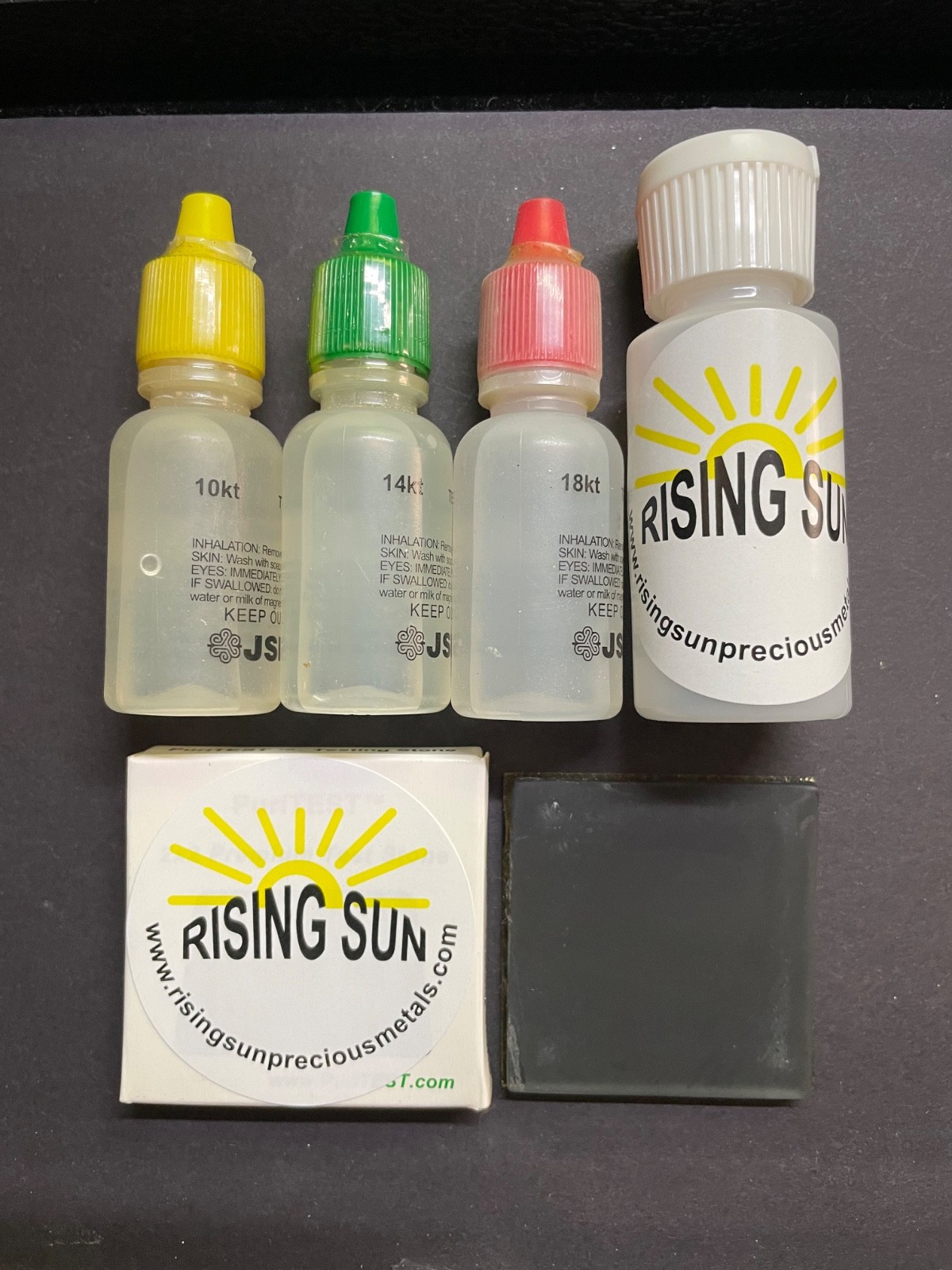 Gold Jewelry Testing “10K” , “14K”, “18K” Acid + Neutralizer + ” test stone”