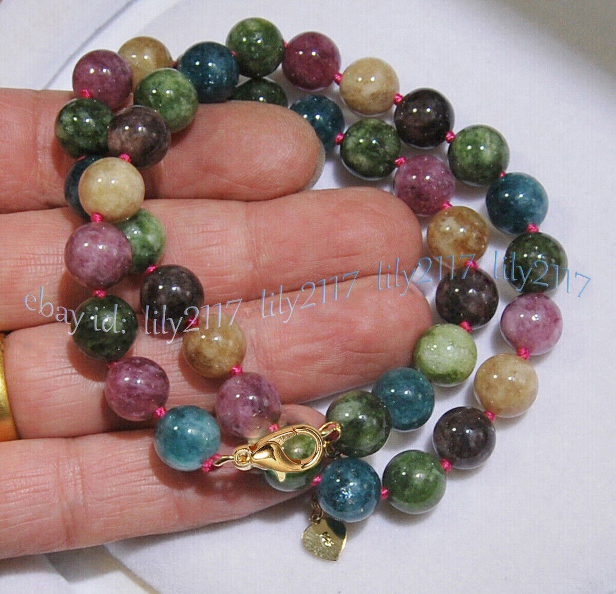 Natural Multicolor Tourmaline Round Gemstone Beads Necklace Bracelet Earring Set