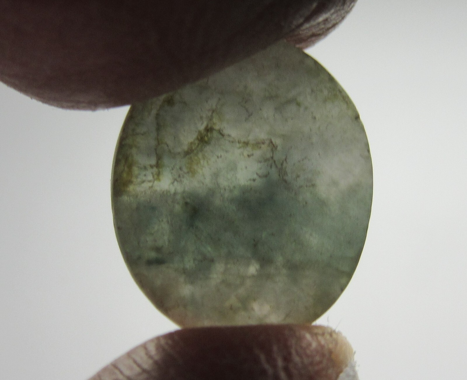 Green Mottled Translucent Oval Burmese Jade Cabochon 12 x 15 mm GTBJC-337