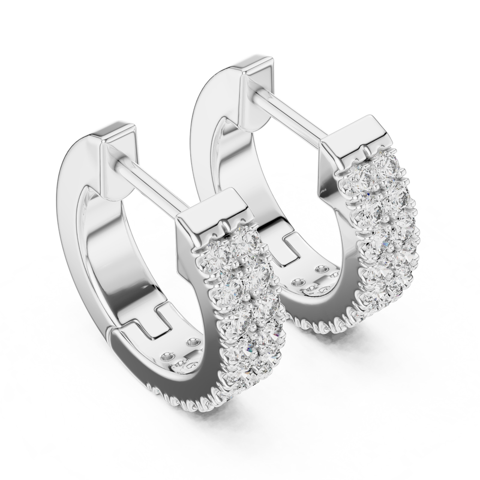 Lab Created Genuine Diamond Hoop Earrings in 925 Solid Sliver