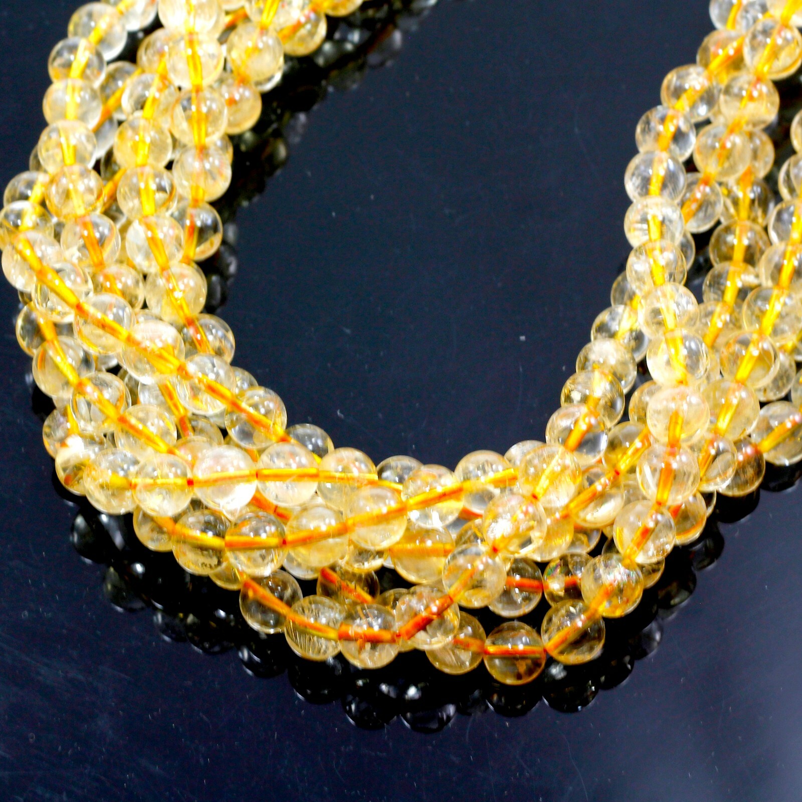 Gemstone Natural Citrine Round Beads Golden Smooth Loose Beads 15″ 4 6 8 10 12mm