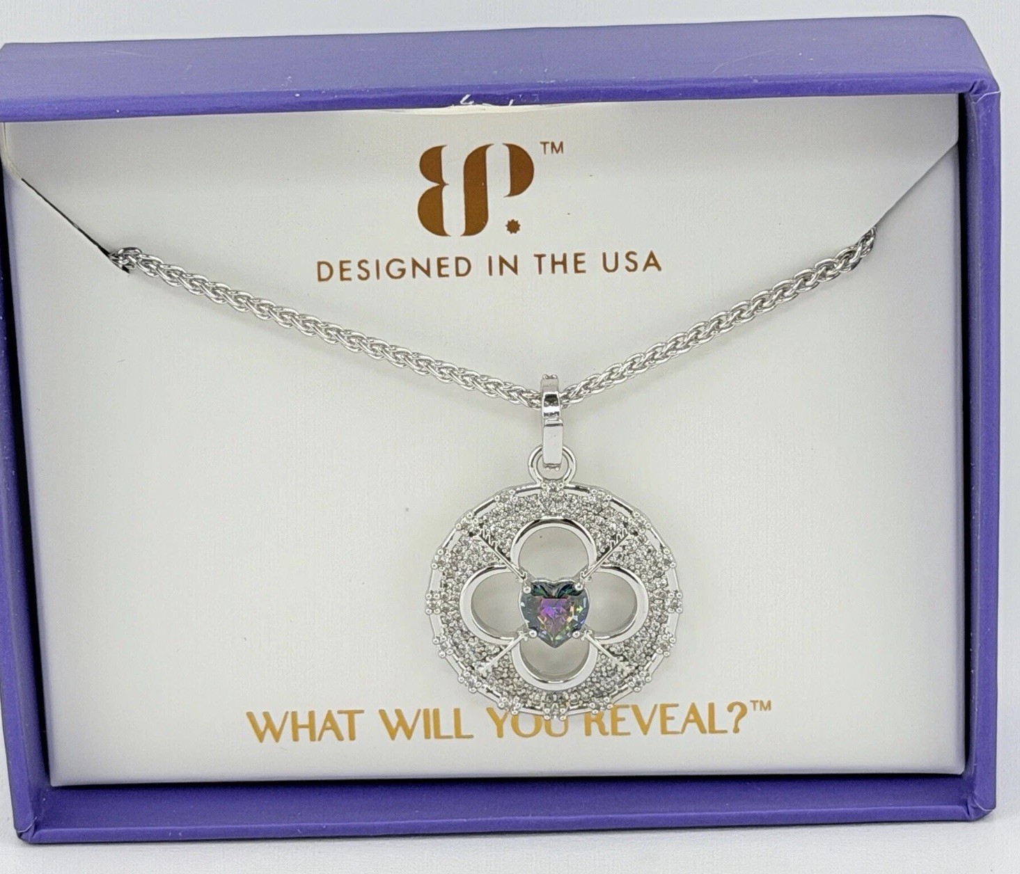 Bomb Party June Heart Clover “Designer Details” NK76173 Alexandrite on Rhodium
