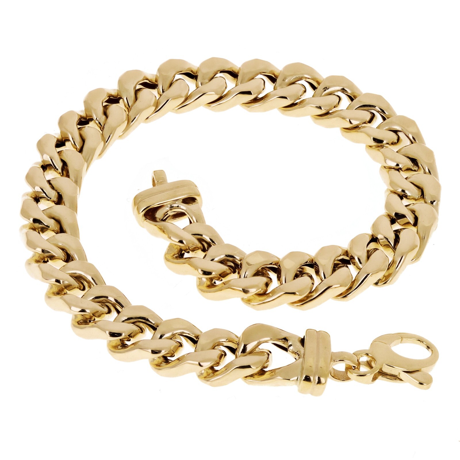 Italian 14k Yellow Gold Hollow Cuban Link Chain Bracelet 8″ 7.6mm 12.4 grams
