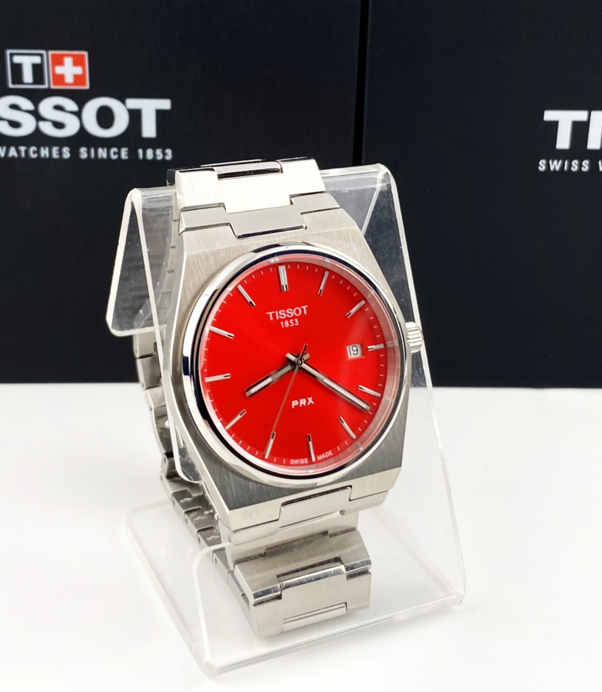 Tissot PRX T137.410.11.421.00 Red Dial Stainless Steel Quartz Men’s Watch