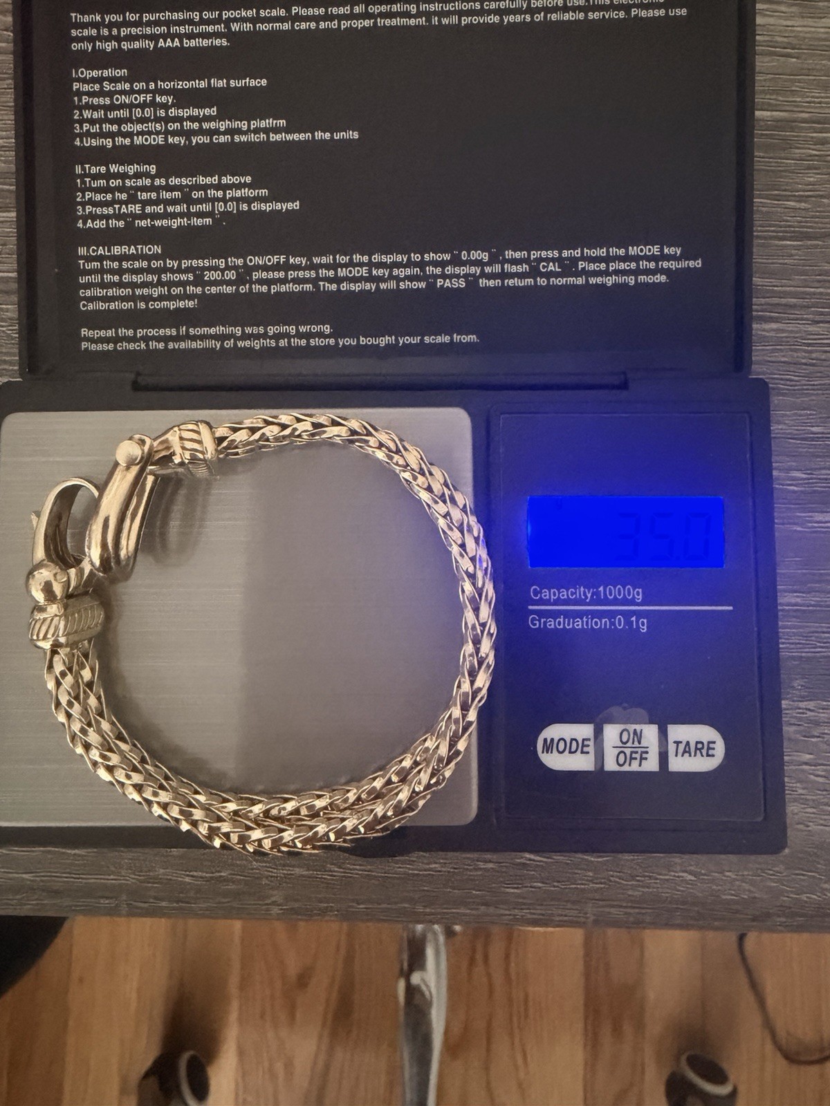 Sterling Silver 925 Horseshoe Diamond Clasp 35 Grams Spiga Wheat Bracelet Rare