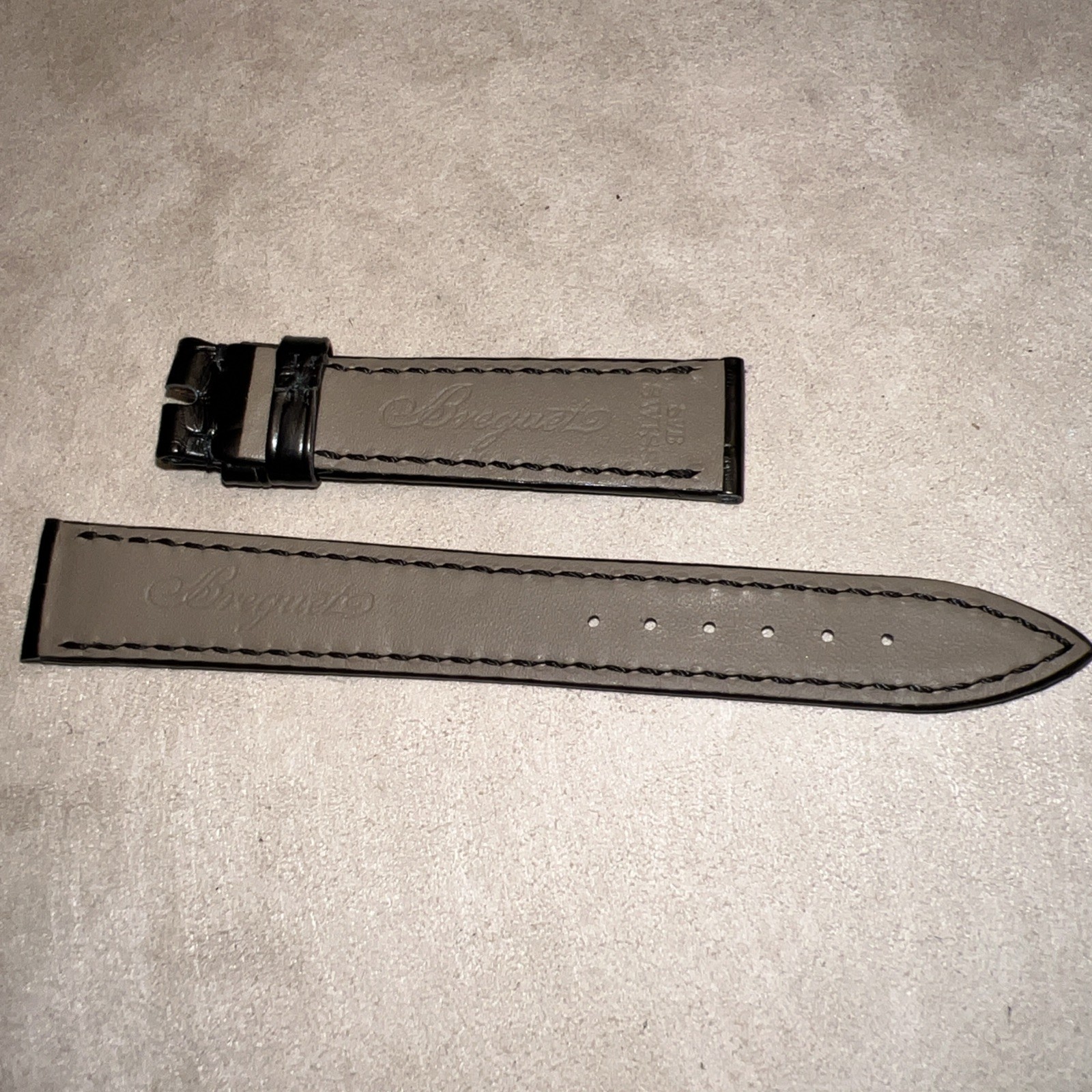 Genuine Breguet Alligator Leather Watch Strap Black Swiss Made 16x14mm 115/65mm