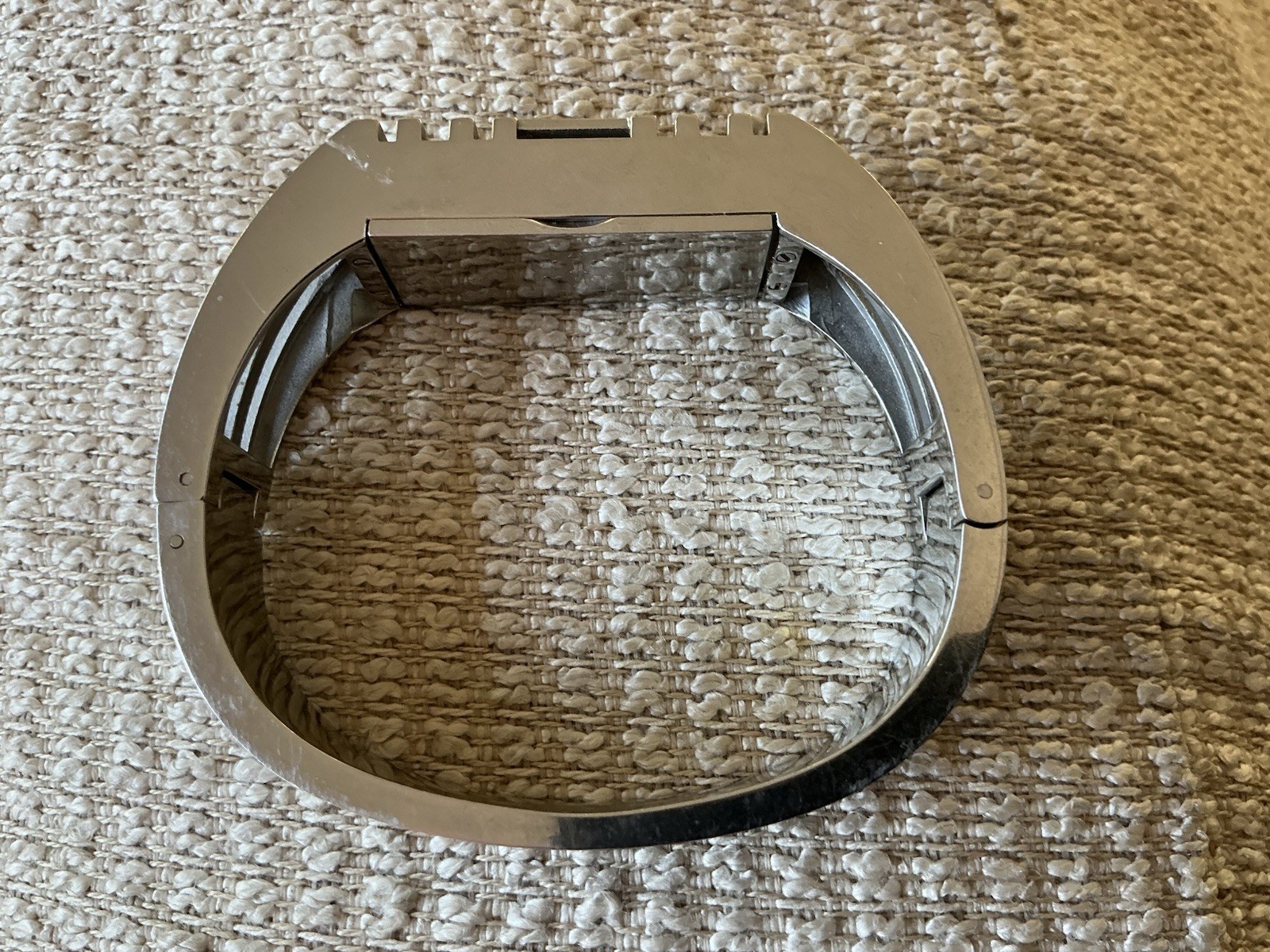 Tory Burch Silver Tone Metal Hinged Cuff Bracelet W/Hidden Compartment
