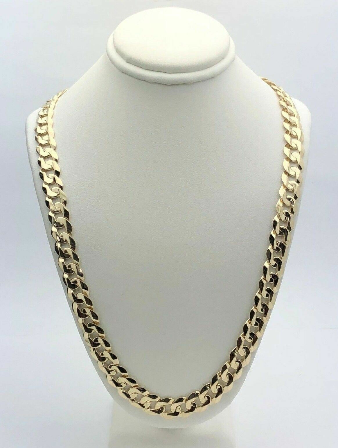 14k Yellow Gold Solid Curb Cuban Link Chain Necklace 22″ 9mm 46.6 grams