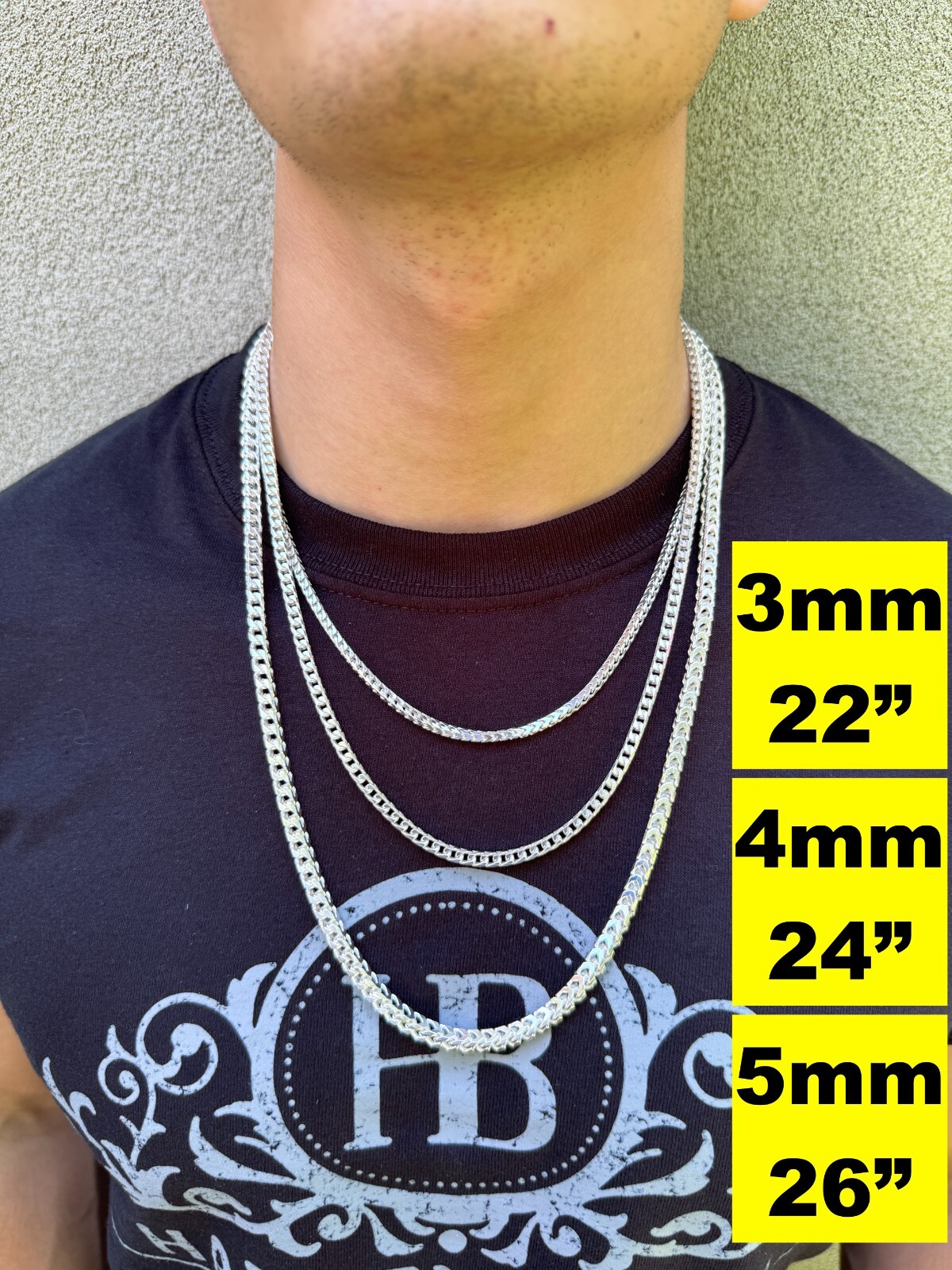 Real Solid 925 Sterling Silver Franco Chain 2-5mm Box Necklace Men Ladies 18-30″