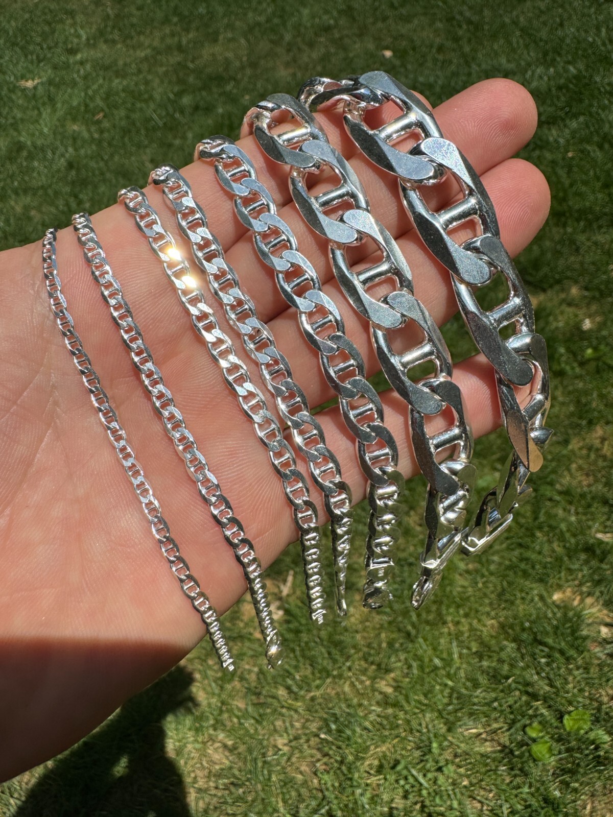 Real Solid 925 Sterling Silver Mariner Link Bracelet ITALY 2.5-16mm ITALY MADE