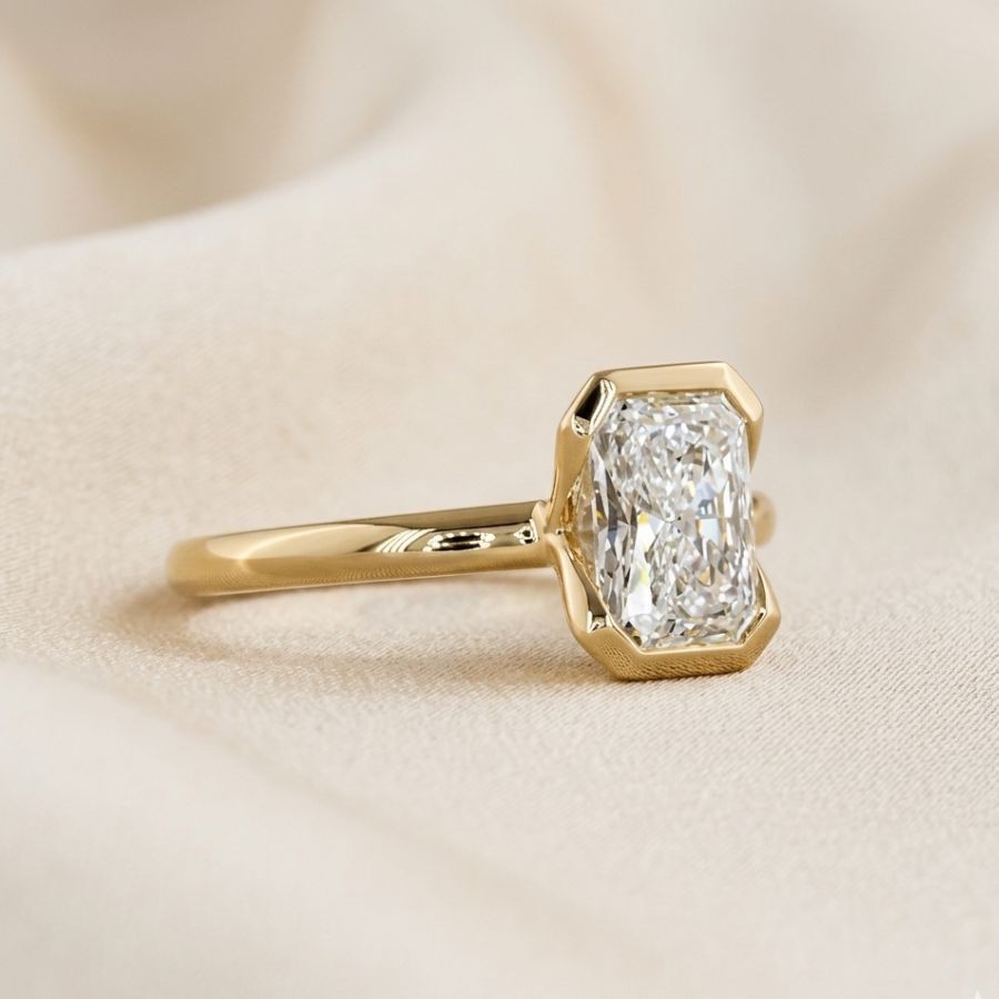 1.50 Ct Radiant-Cut Lab Grown Diamond Wedding Engagement Ring 14k Yellow Gold