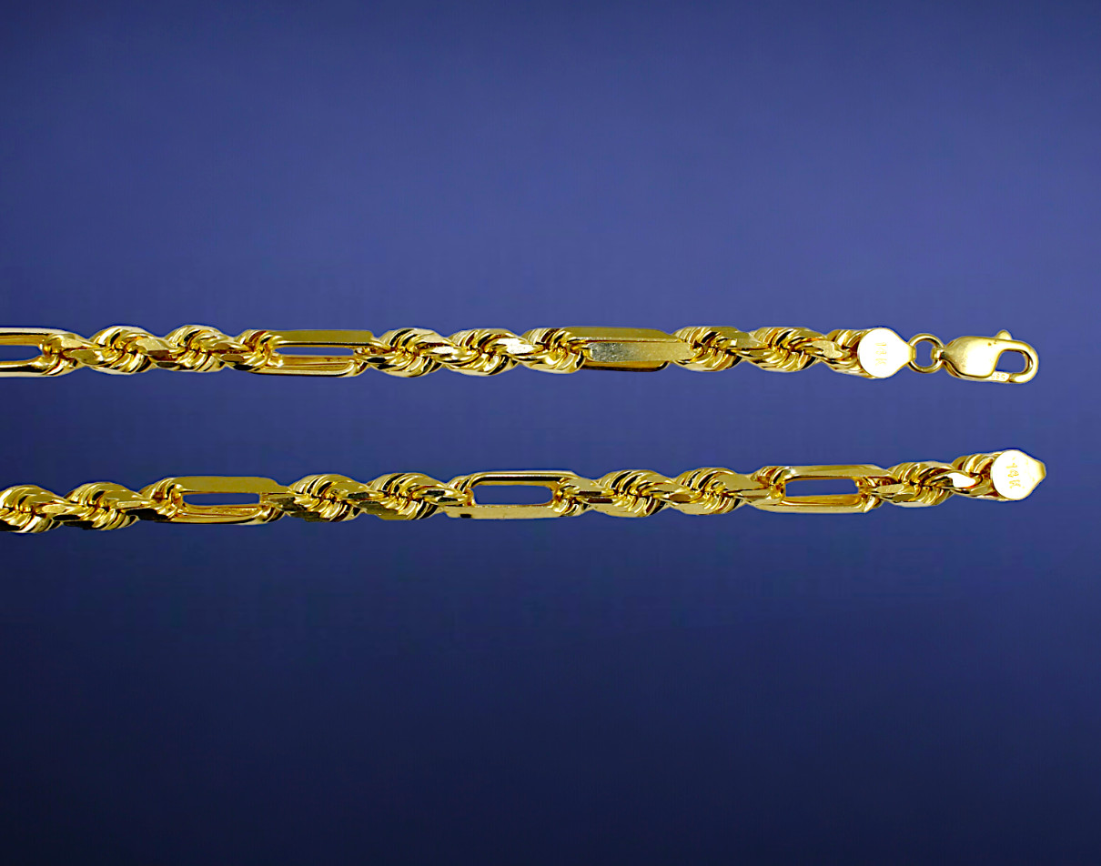 14K Yellow Gold SOLID Milano Figaro Rope Chain Necklace Diamond Cut Real 2mm-7mm
