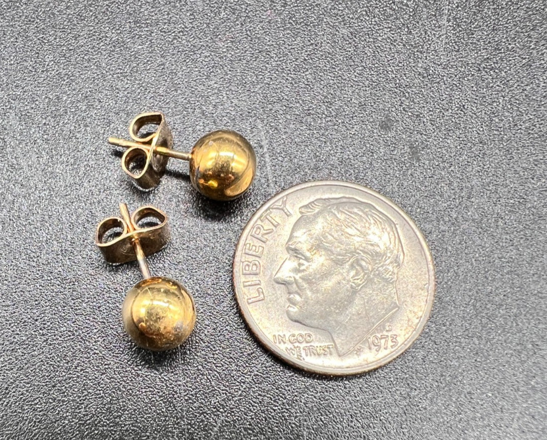 14K Gold Filled Tiny 6mm Ball Post, 1 Pair of Stud Earrings