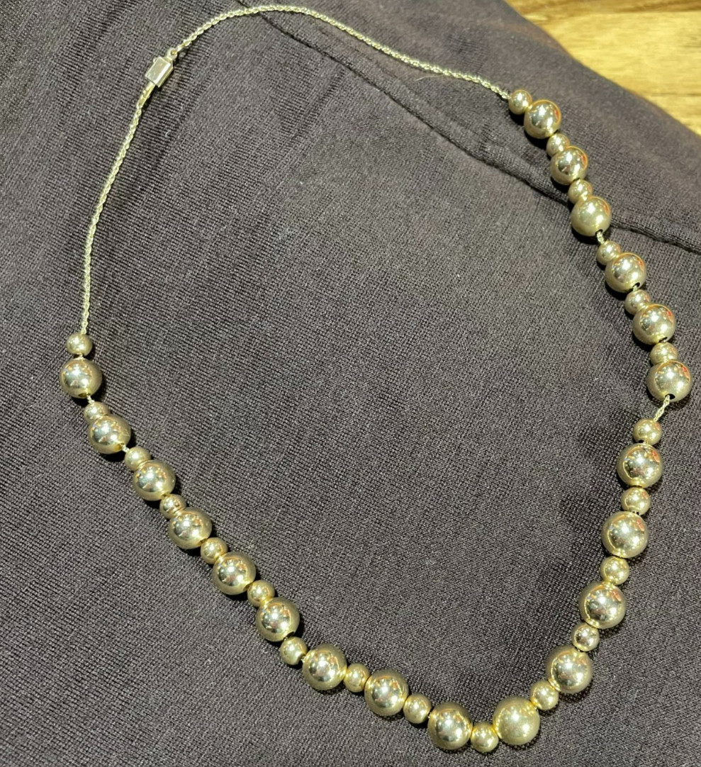 Vintage 14K Yellow Gold Graduated Add A Bead Necklace 16″ Floating Ball Strand