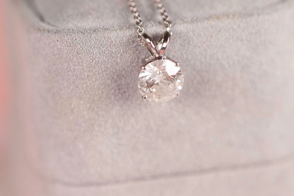 1.50Ct Round Lab Created Diamond Solitaire Pendant Necklace 14K White Gold Over