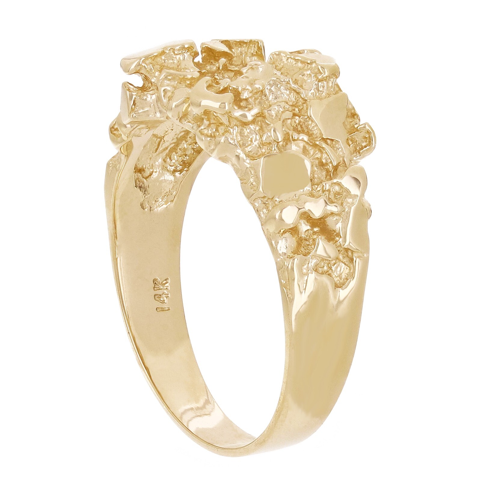 14k Yellow Gold Solid Nugget Ring Size 7 – 12mm 5.3 grams