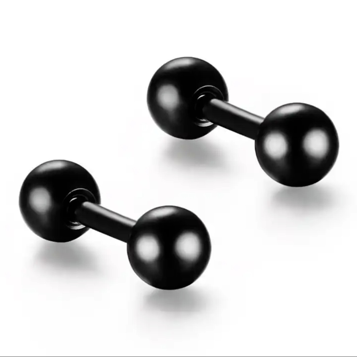 2Pcs Stainless Steel Ball Stud Barbell Earrings Screw Back Piercing Women Men