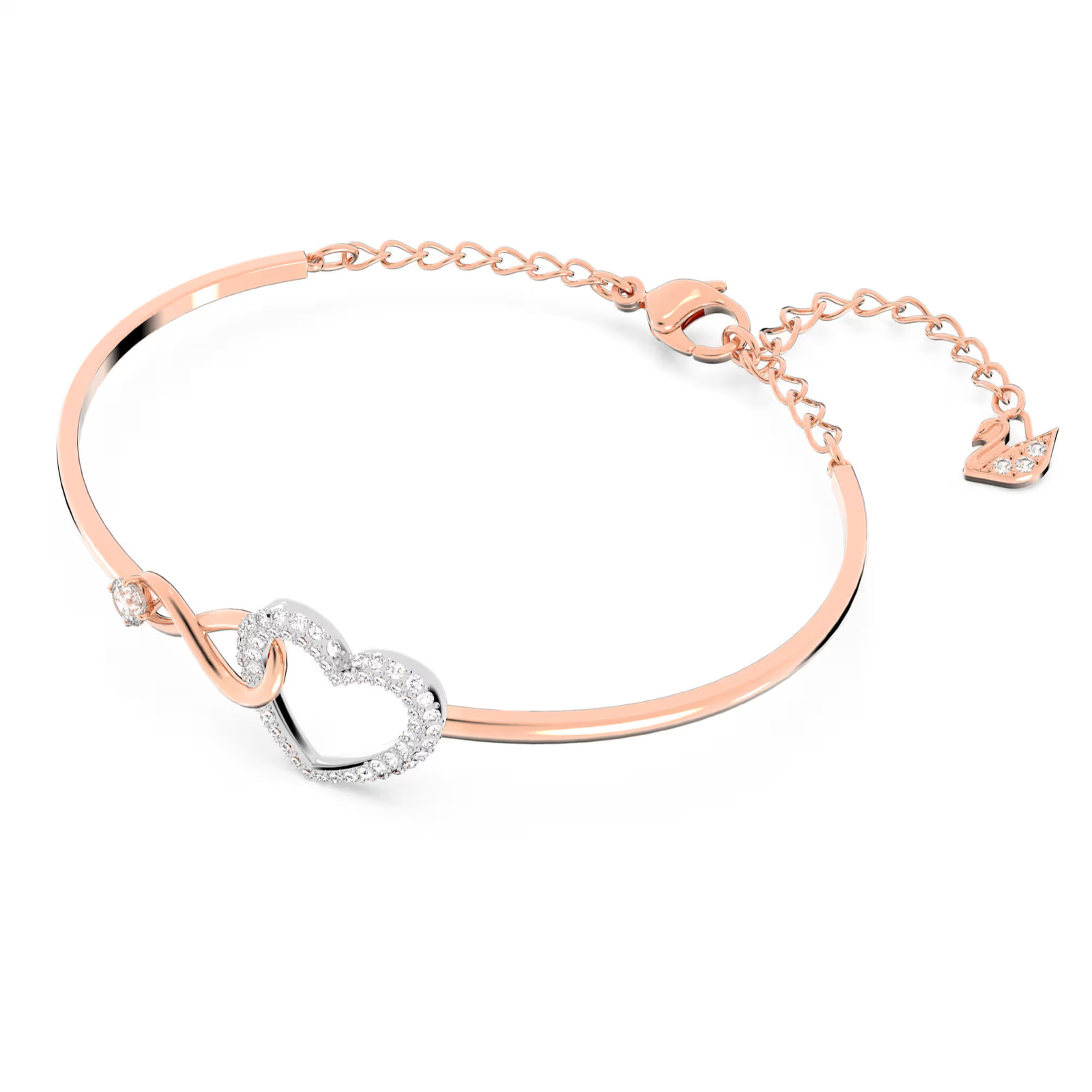 Hyperbola White Mixed Metal Finish Bangle and Infinity Heart New