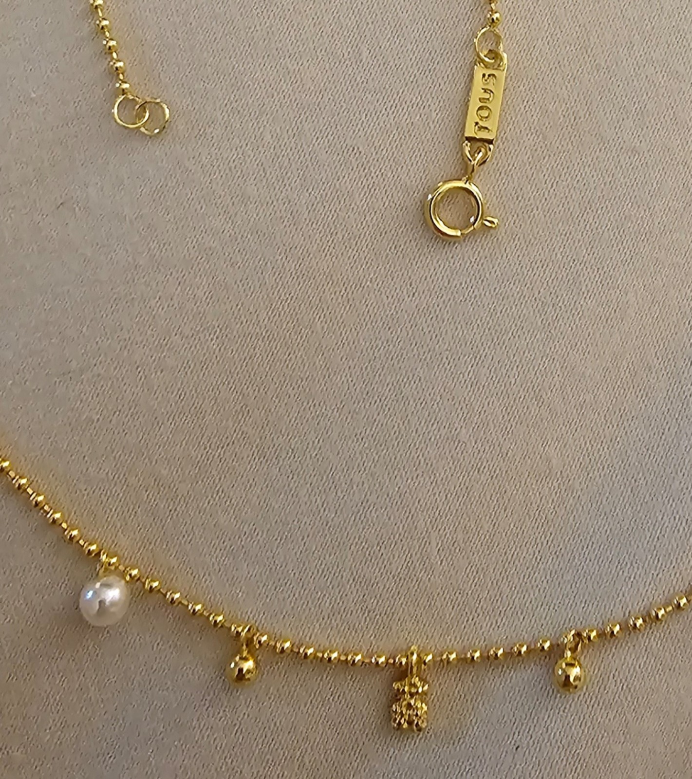 🧡💛TOUS NECKLACE CHARM GOLD PLATED PEARL, RINESTONE AND BEAR NECKLACE