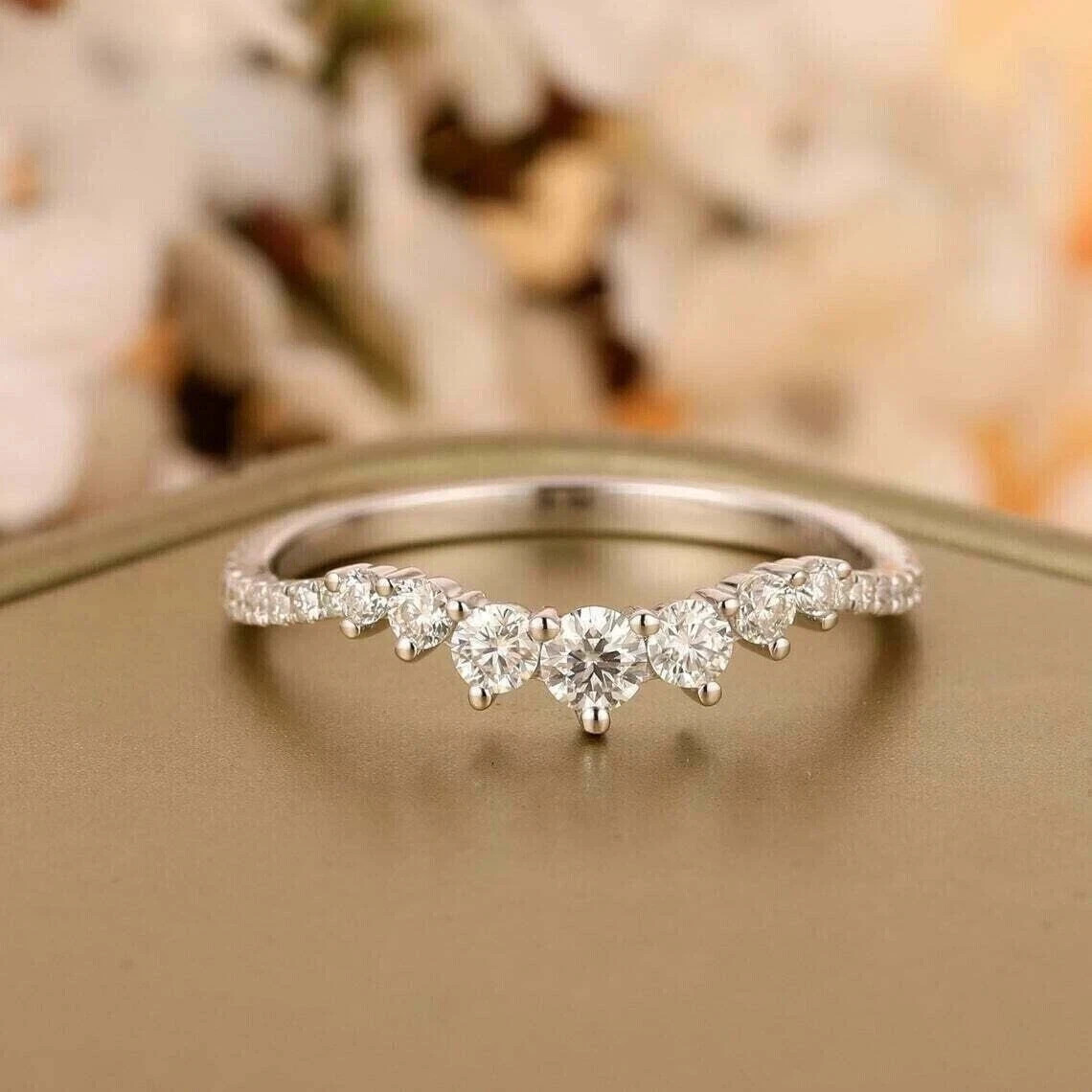 1.50 CT Round Lab Created Diamond 14K White Gold Plated Fancy Wedding Band Ring
